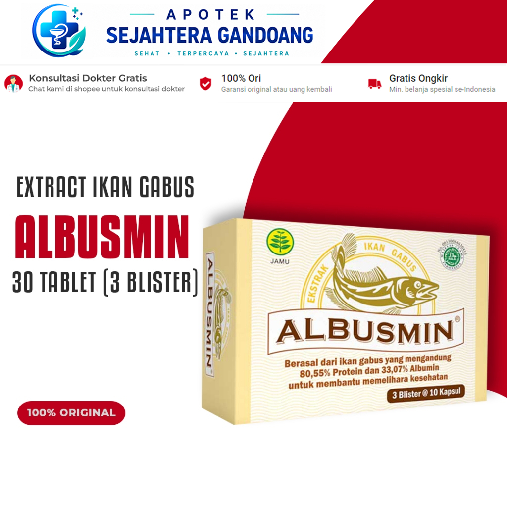 Albusmin 30 Kapsul - Extrak Ikan Gabus / Protein Tinggi / Obat Pasca Operasi