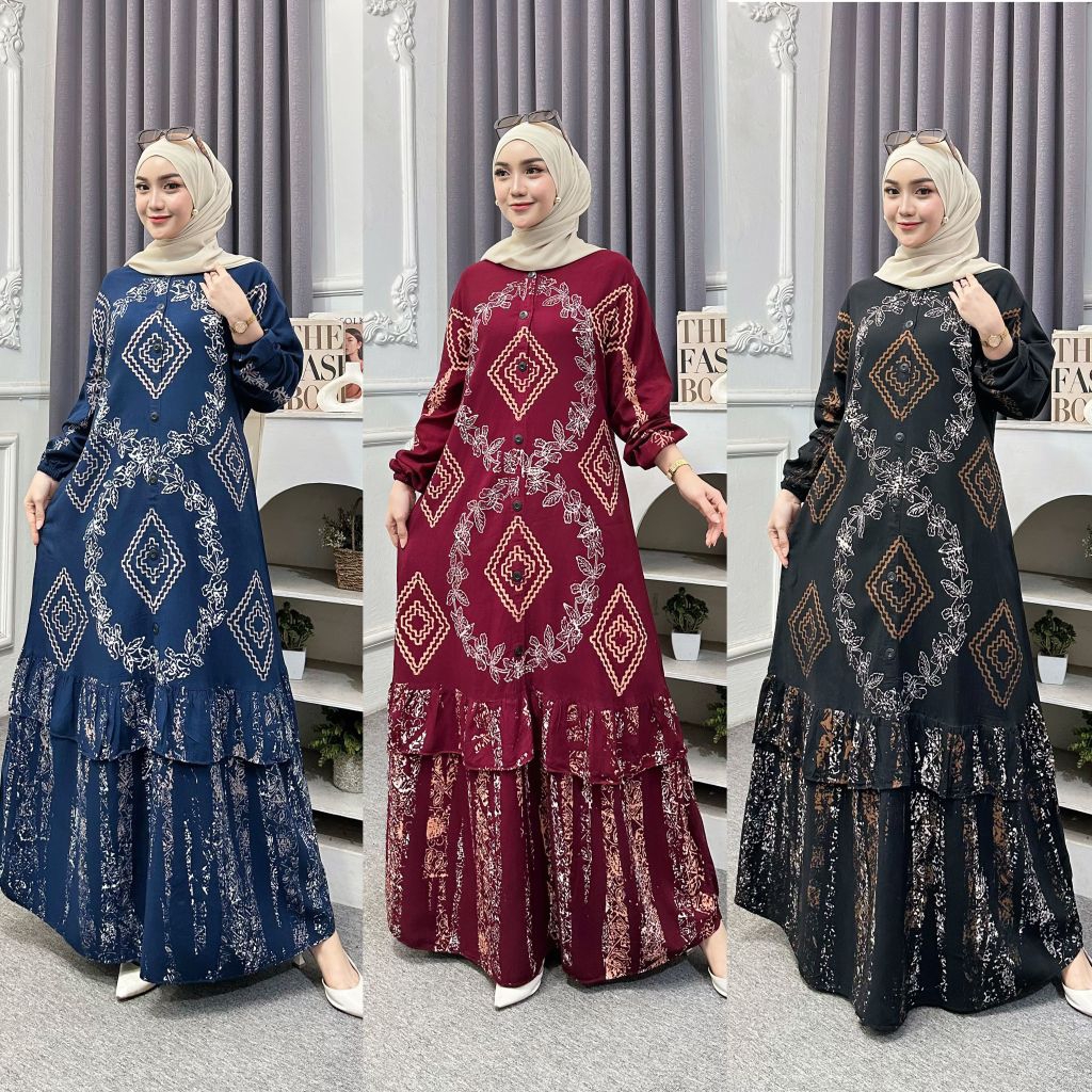 Gamis Twill Pekalongan Gamis Rayon Twill Ori Model Rempel Susun