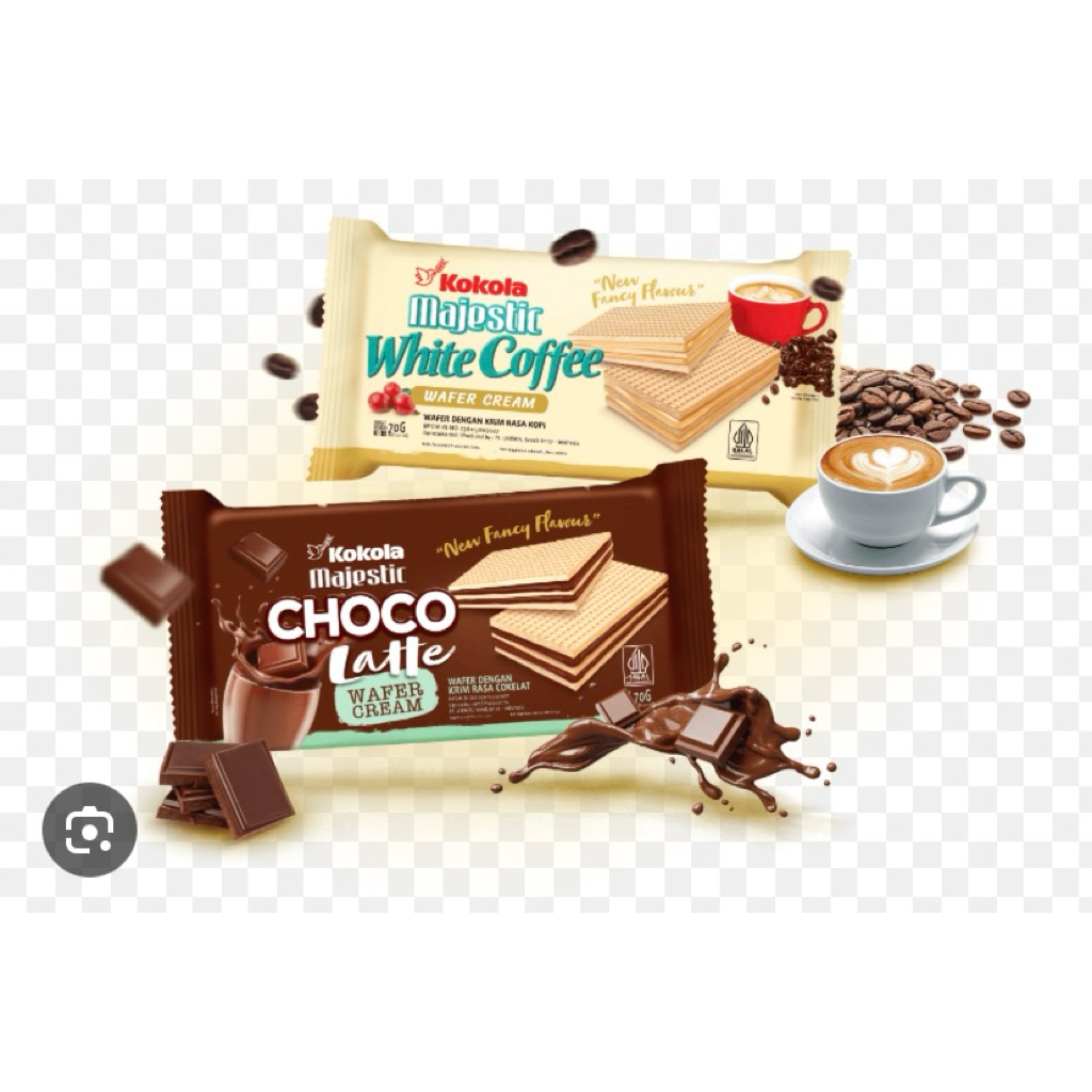 wafer kokola majestic 70 gram 1 dus isi 30 pcs Coklat | White Coffe