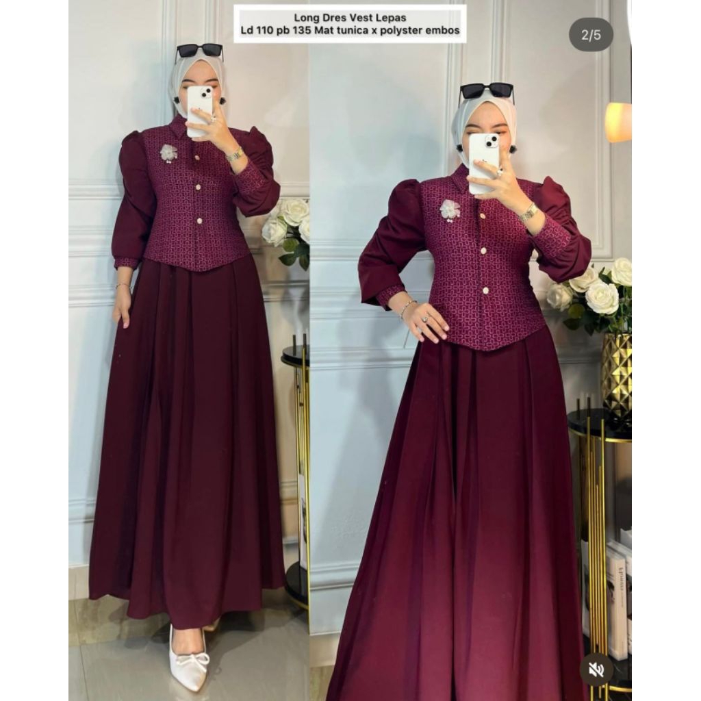 NEW GAMIS VEST 2IN ONE TERBARU DRESS WANITA ROMPI POLOS ROMPI