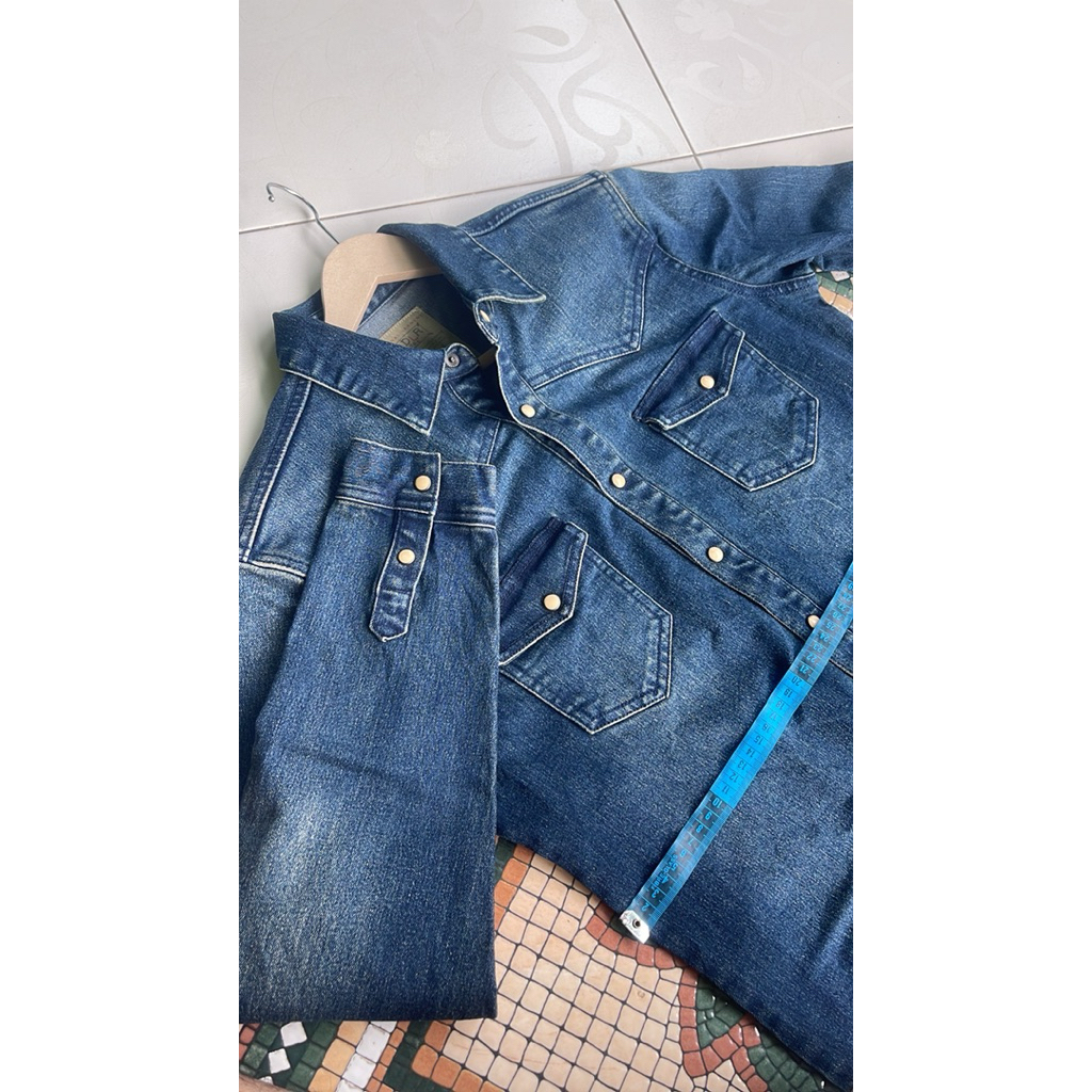 udlr denim chambray raw shirt kemeja