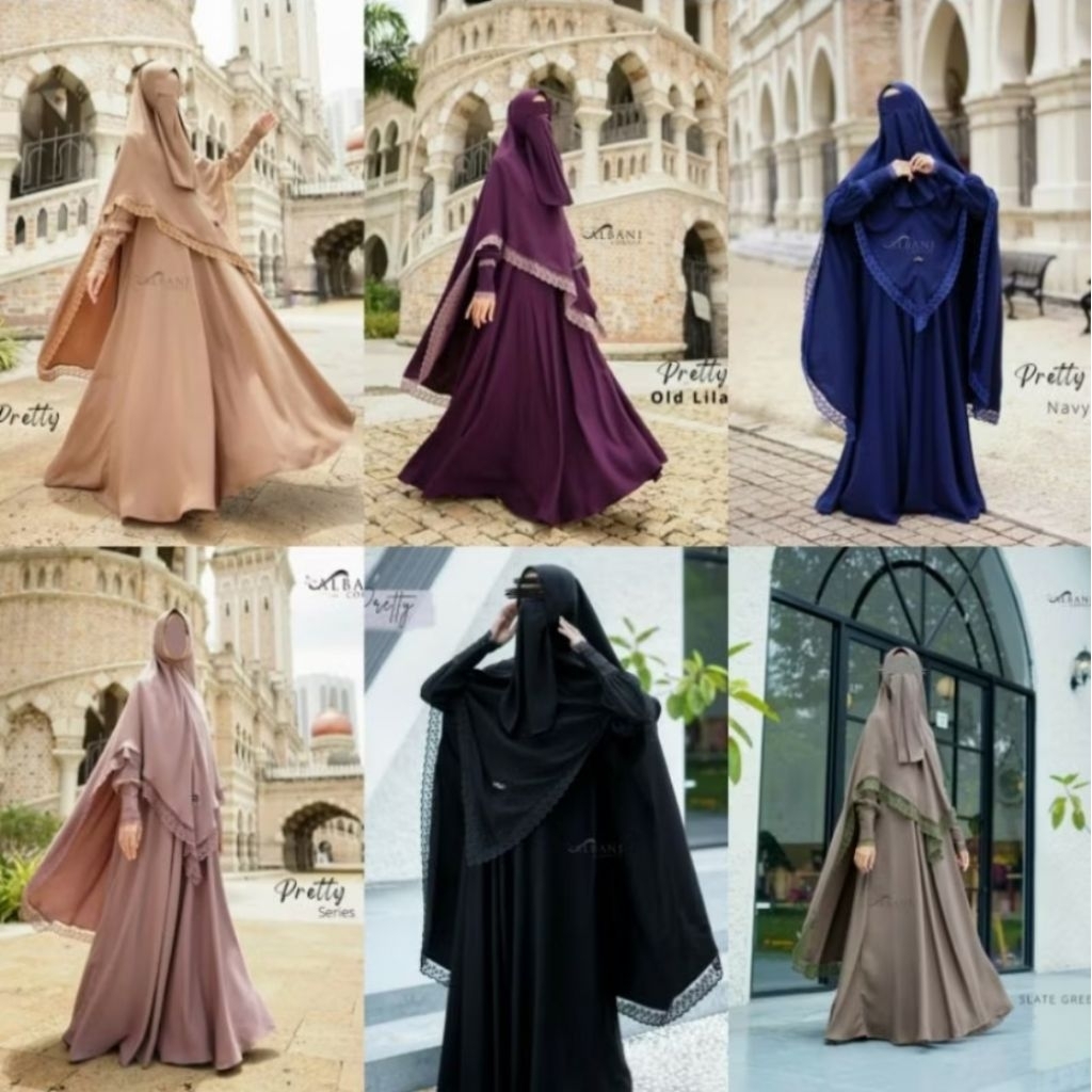 BATAM PL Pribadi Gamis Albani Corner Raya Series Satu Set