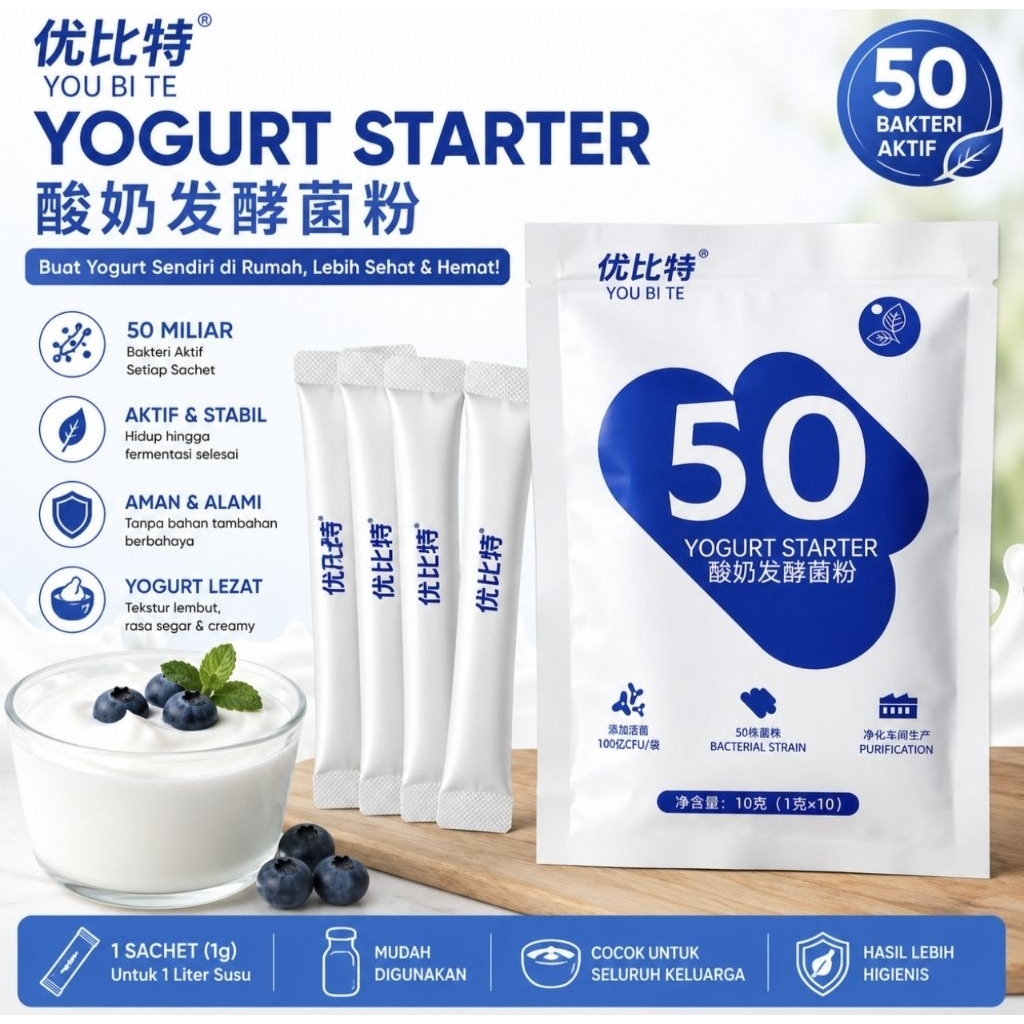 Bibit yogurt | YOMART | Starter yogurt | bubuk yogurt | Yogurt Starter Culture YOU BI TE 50 Bakteri 