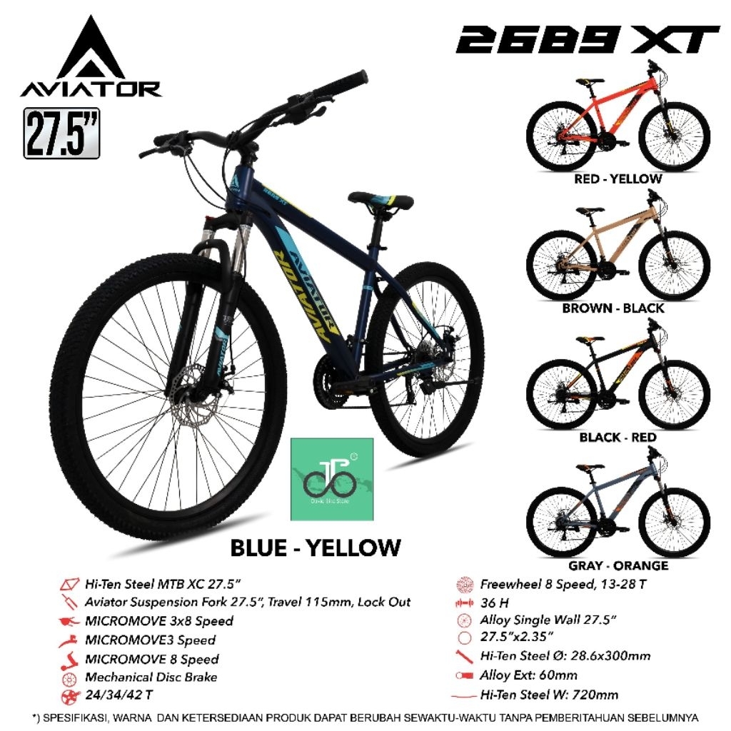 Sepeda MTB 27.5" Aviator 2689 XT 27.5 TERBARU 2689XT