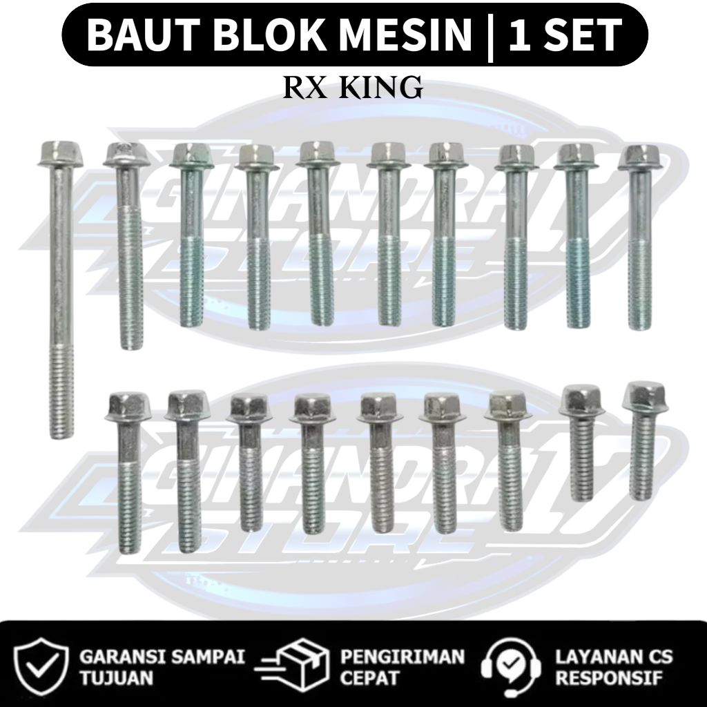 Baut Blok Mesin 1 SET Yamaha RX-KING / Baut Blok Mesin 1SET Motor RX-King
