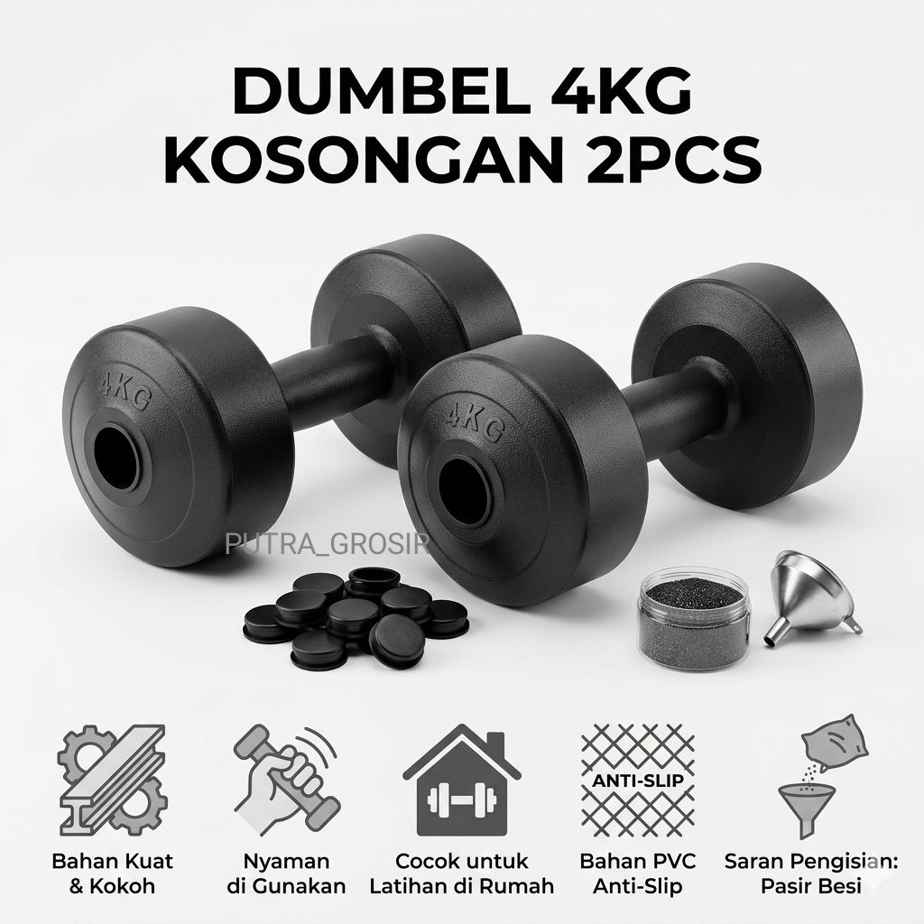 barbel/Dumbell 4kg kosongan tanpa isi (2pcs)