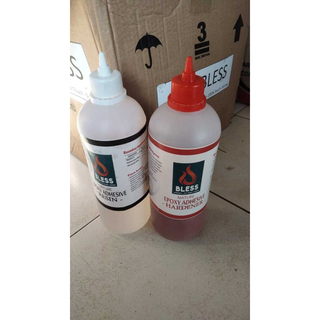 Lem Epoxy BLESS Nature Set Resin dan Hardener - Lem Besi Kayu Beton Plastik