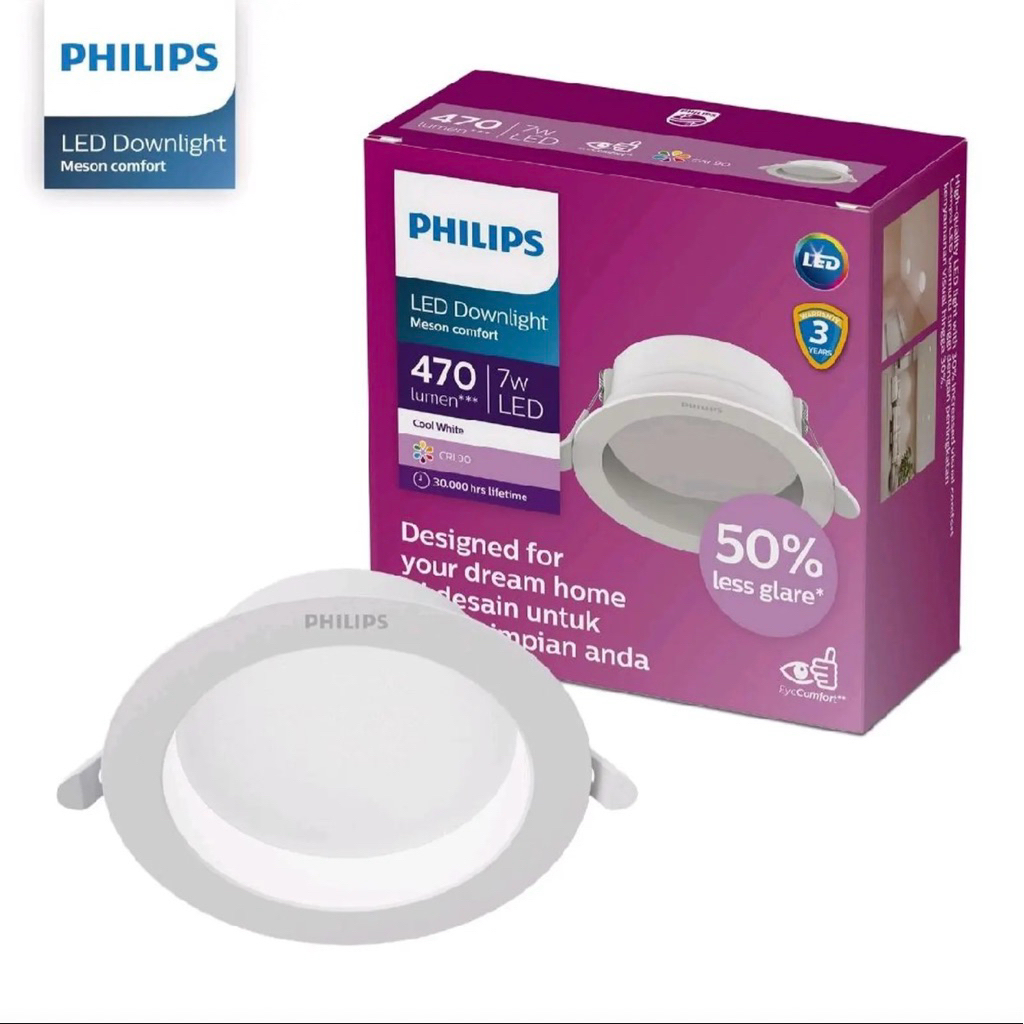 Lampu Downlight LED PHILIPS  Meson COMFORT 5.5 7 9 13 17 21 24 Watt Cahaya Semi Putih Netral Natural