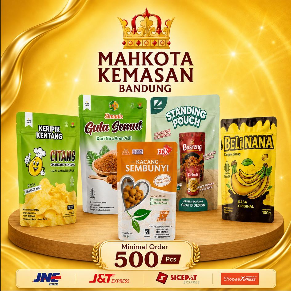 CUSTOM STANDING POUCH PRINTING | MINIMAL ORDER 500 PCS | KEMASAN CUSTOM NON ZIPLOCK | KEMASAN SNACK 