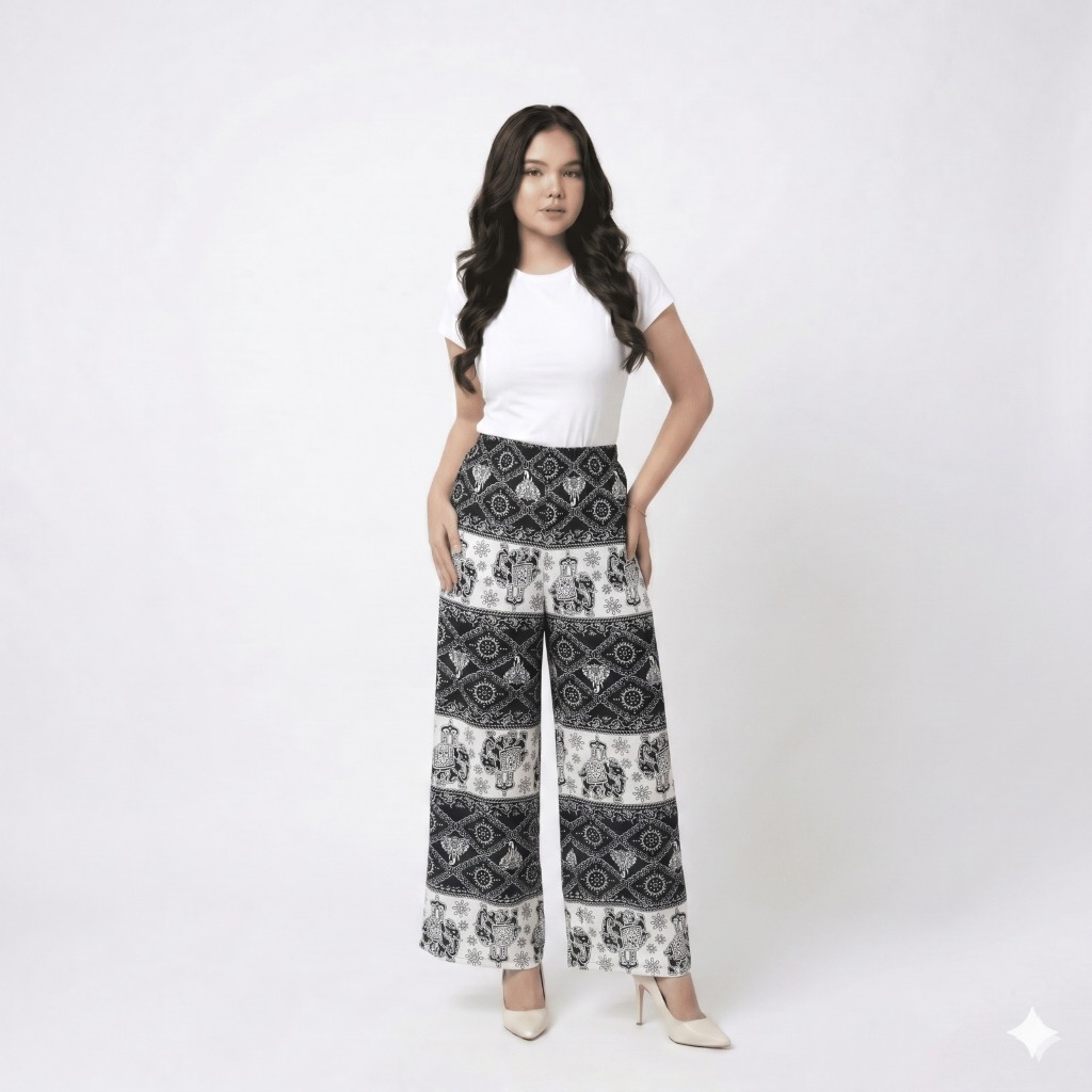 Kulot Hommy Panjang Wanita/ Celana Katun Kulot Motif Gajah/ Celana Wanita Jumbo