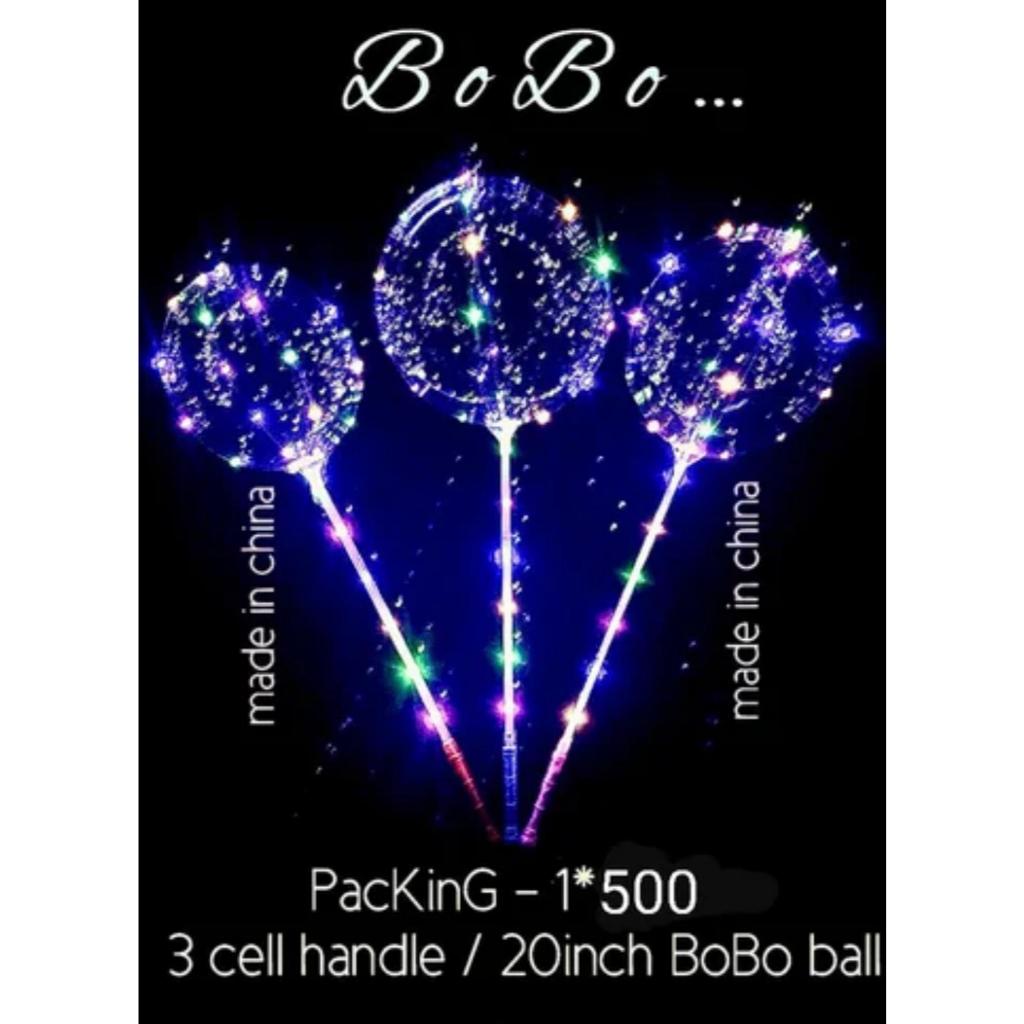 50 PCS Balon Lampu LED Polos Transparan Stik Balon Nyala