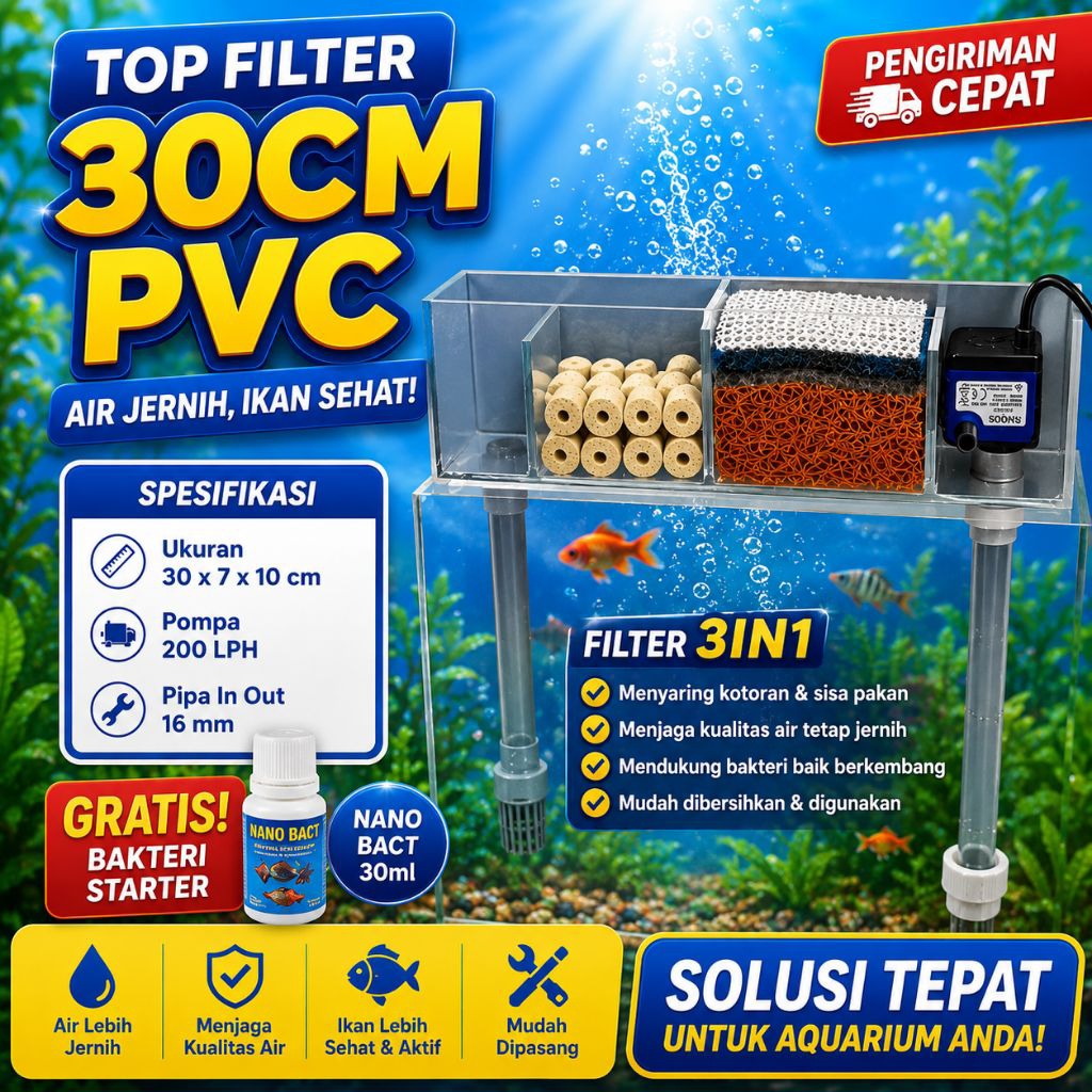 top filter mini pompa atas.filter aquarium filter talang