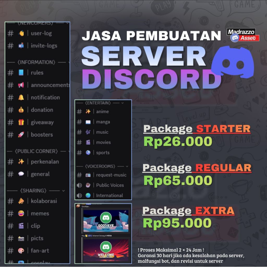 Jasa Setup & Pembuatan Server Discord | Bebas Request | Server Baru atau Lama | Profesional Build