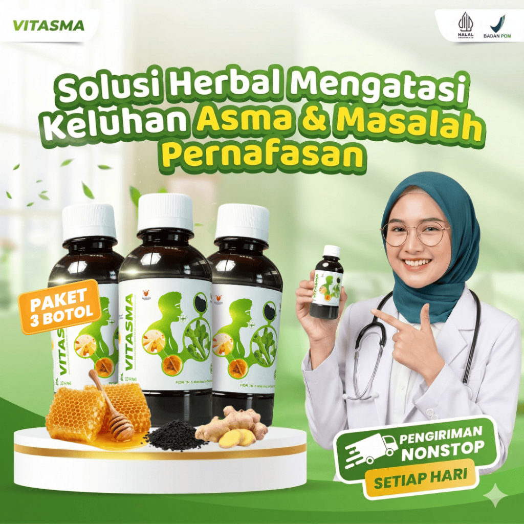 Vitasma Original 3 Botol Vitasma Madu Herbal Obat Batuk Vitasma Madu Herbal Asli 100%  MADU BATUK