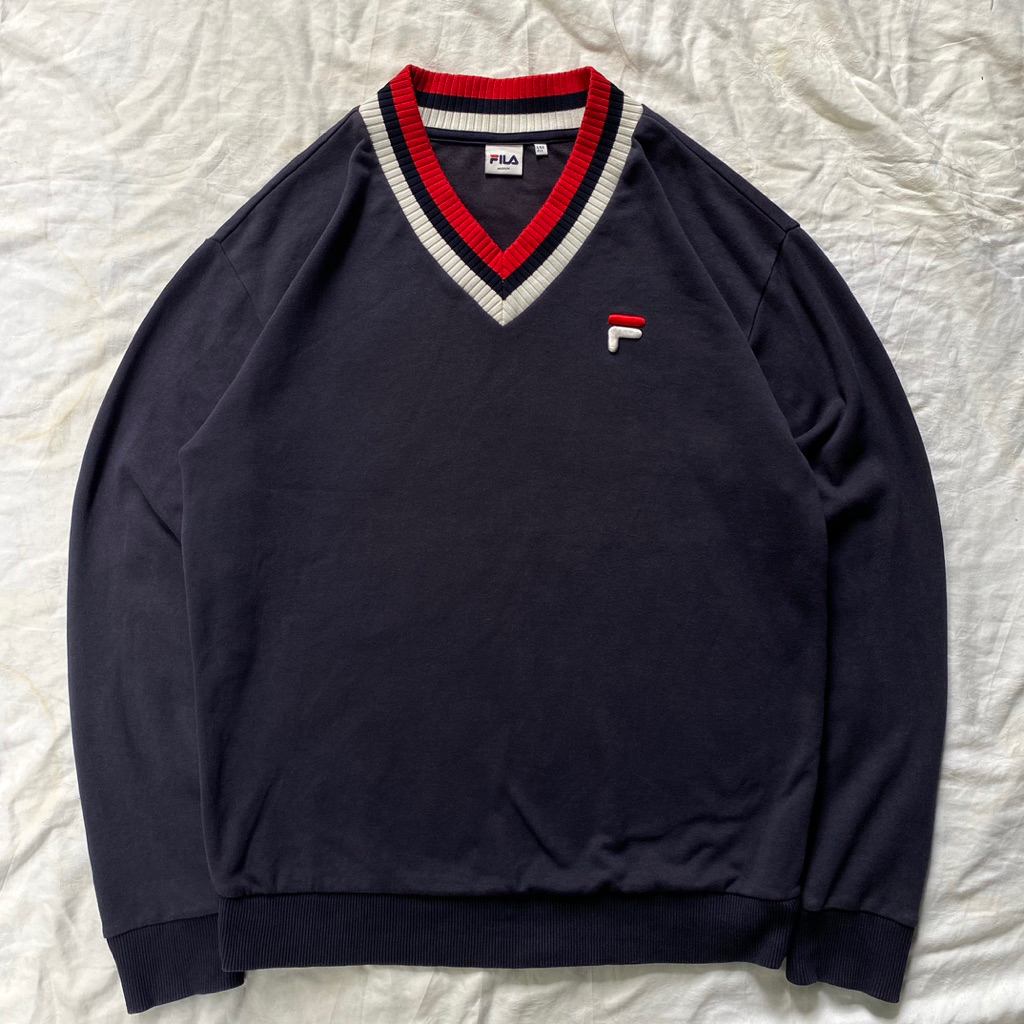 Vintage Fila V-Neck Sweater scnd prlvd original Sweater Navy