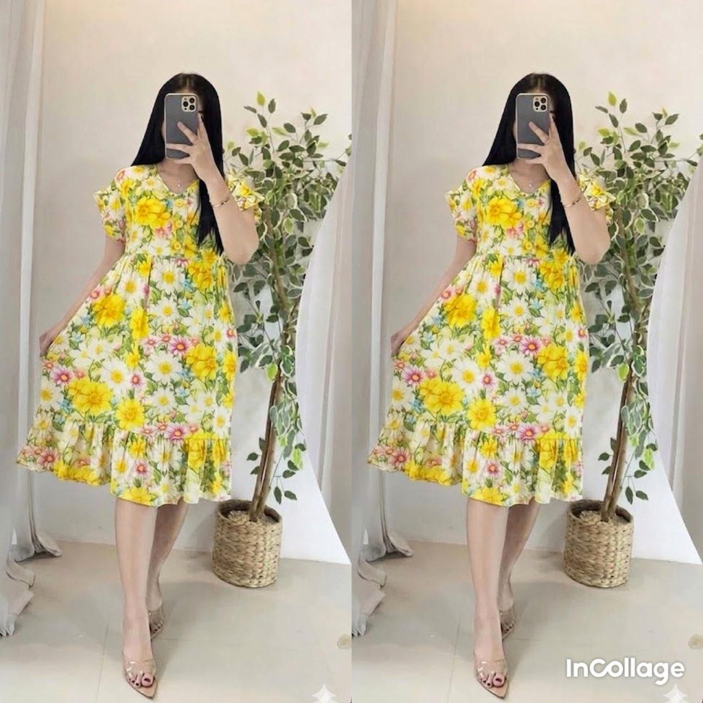 Daster mahalini pendek/dress mahalini/bumil busui/kancing hidup/pendek/tali samping/katun rayon
