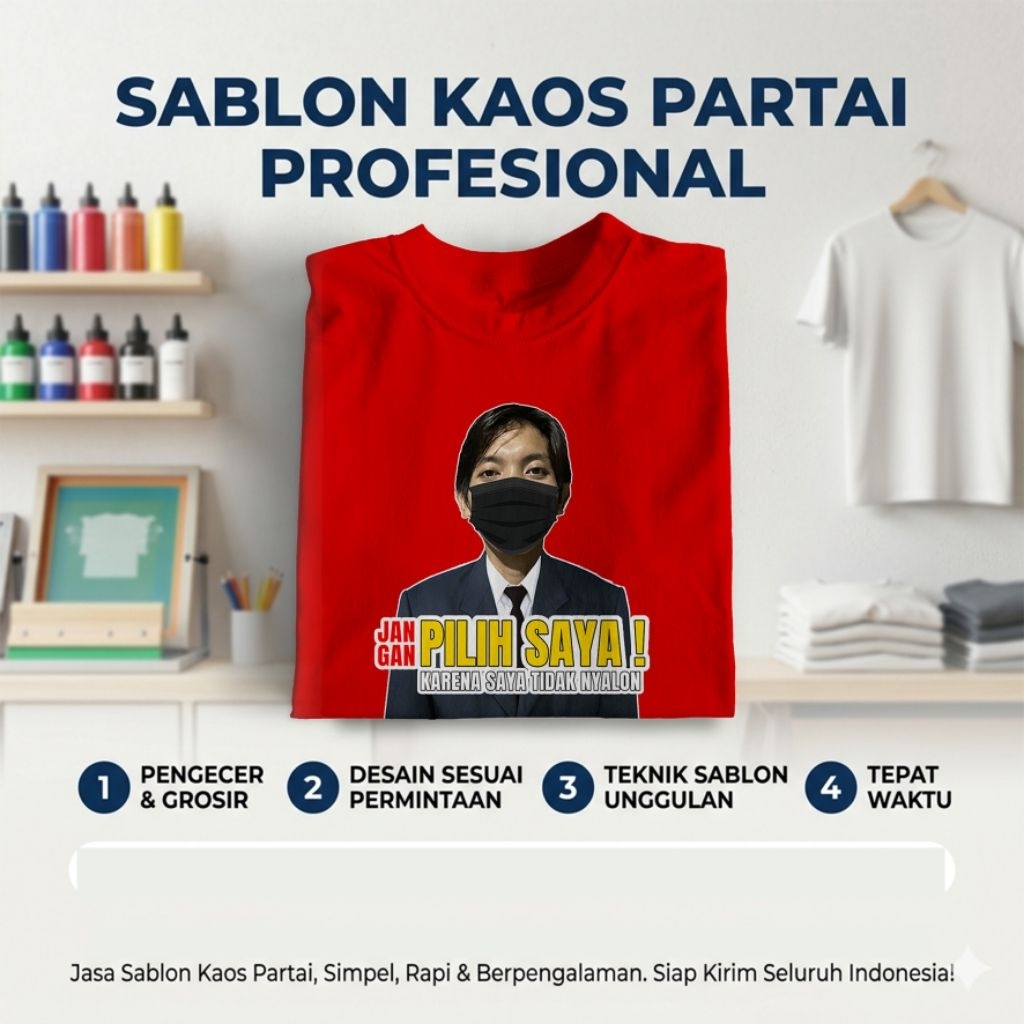 SABLON KAOS PARTAI CUSTOM / Katun Polyester / Kaos Polos /