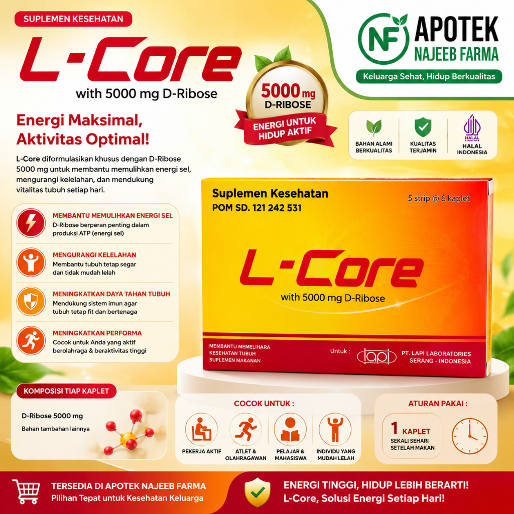 L-CORE 1 BOX 5 SACHET SUPLEMEN KESEHATAN