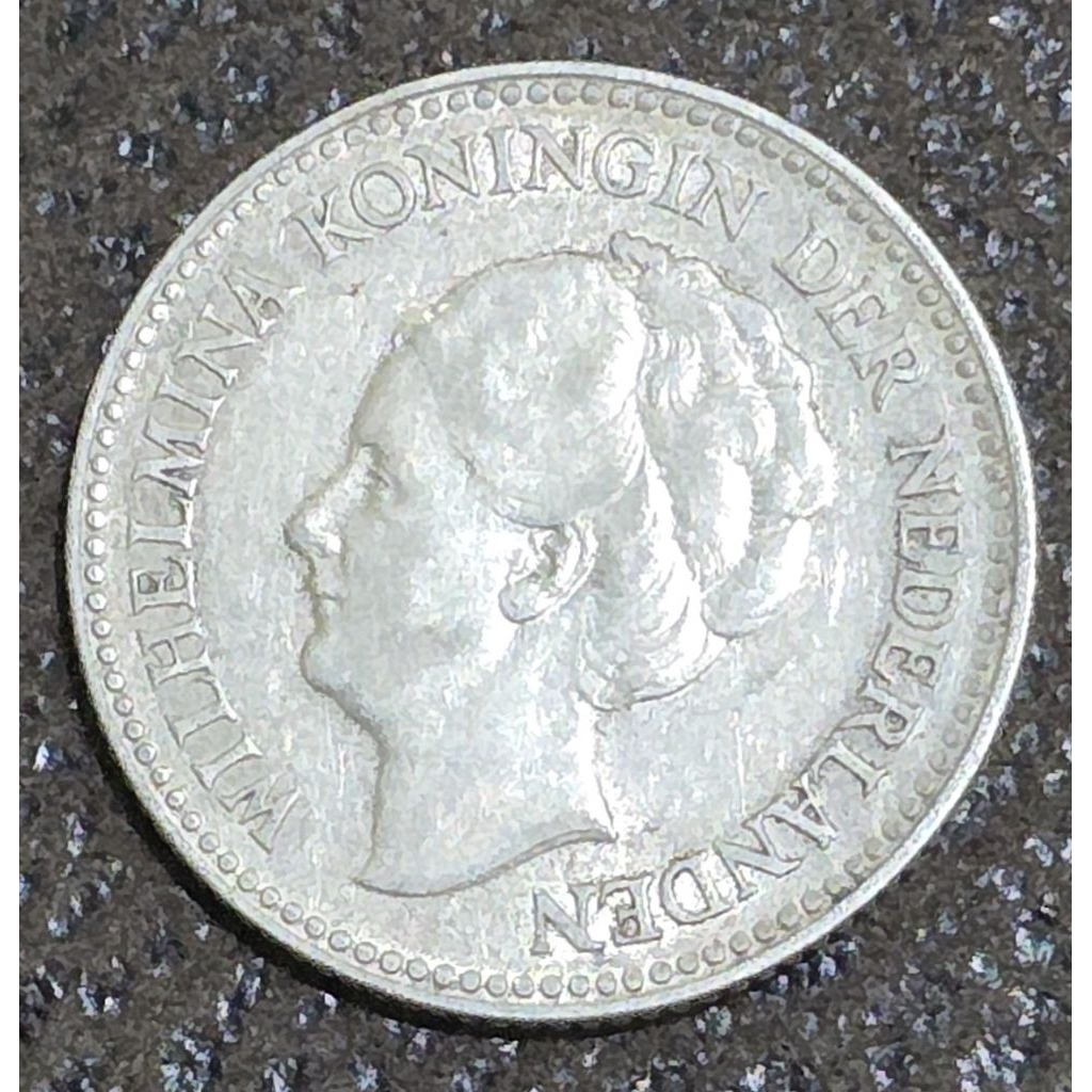 Koin Perak ½ Gulden 1929 Wilhelmina