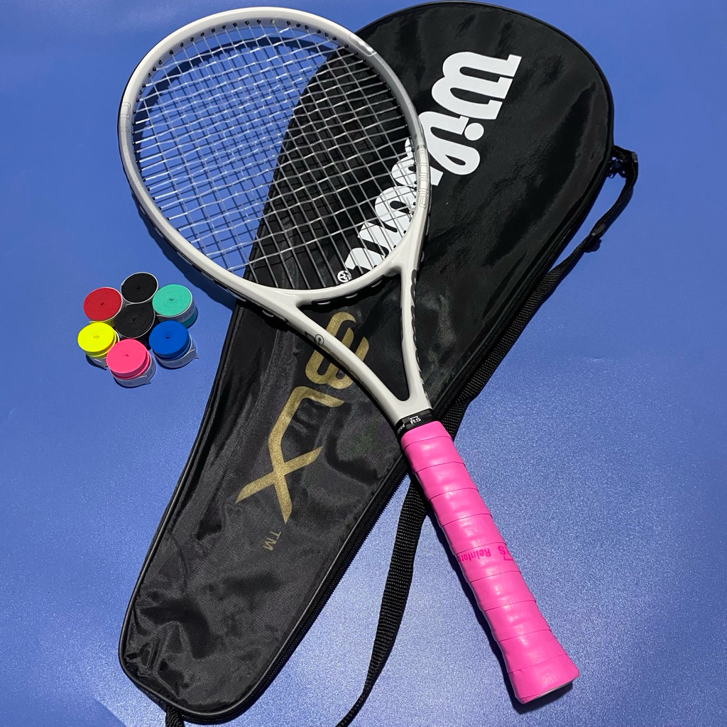 Wilson Raket Tenis Ncode White Fair Lady 283gram Cocok untuk Pemula dengan Free Grip dan Tas Hitam