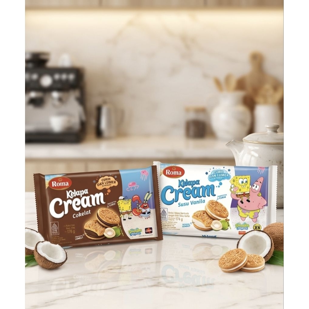 Biskuit Roma Kelapa Cream Coklat /Susu Vanilla 174gr