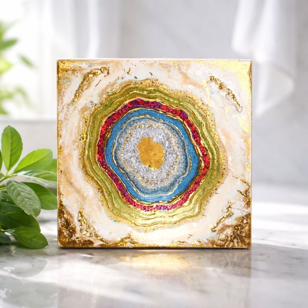 Resin Painting on Canvas || Resin geode art || Lukisan resin geode