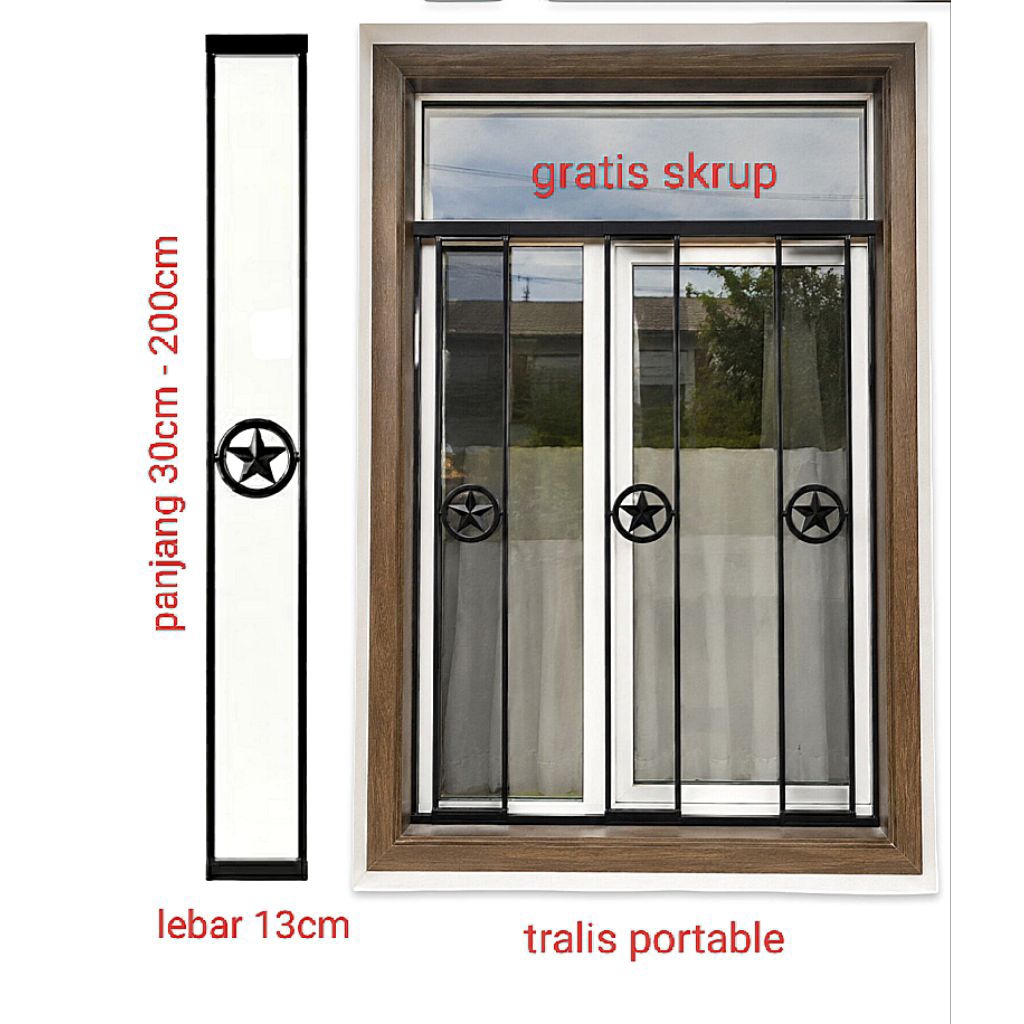 Tralis portable bahan besi hollow 1,5x1,5cm
