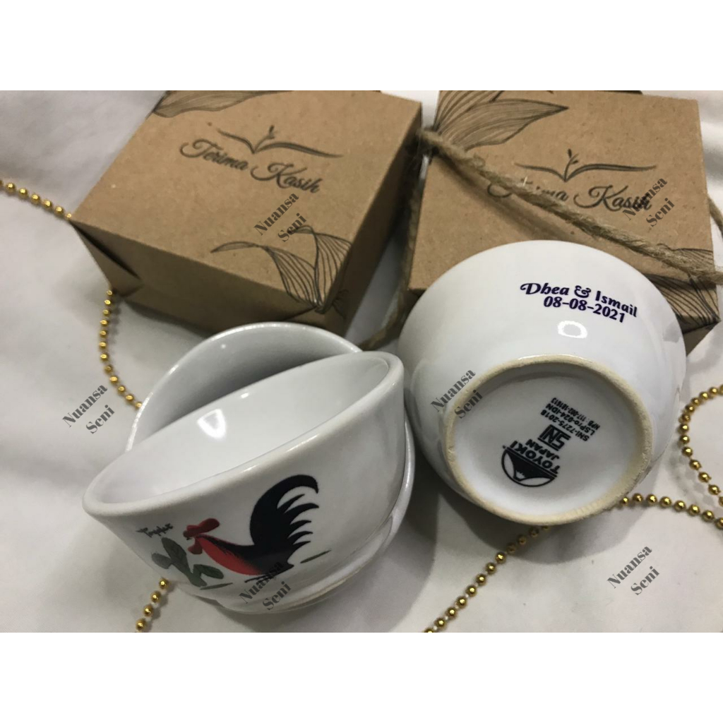 Souvenir Mangkok Ayam Jago Mini Mangkok Porselen Jago Mini Bowl Sambel Keramik Sablon