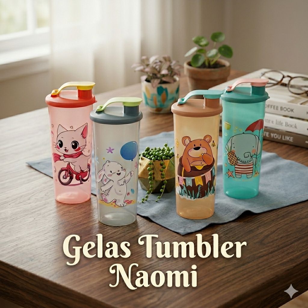 Gelas Plastik Anak / Gelas Minum Tutup Karakter