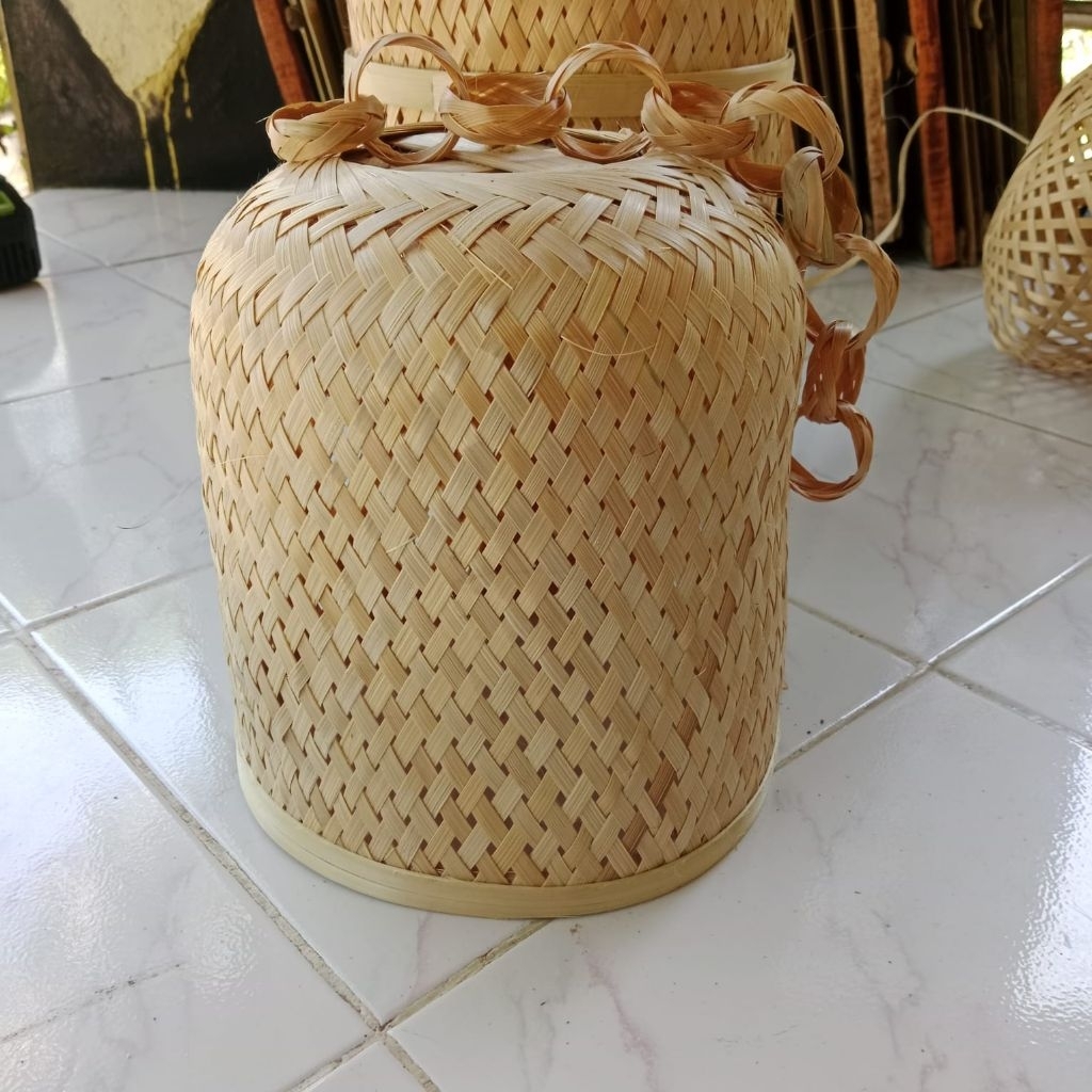 Cup Lampion Lampu Kerucut Bambu/Lampion lLmpu Bambu Bagus Unik