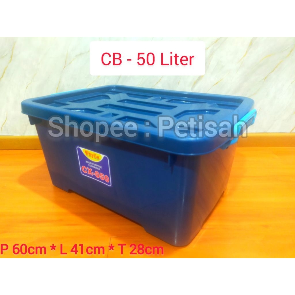 Container Box Phylia 50 Liter Biru / Container Box Besar / Kontainer 50L / Container Box CB50 / Kota