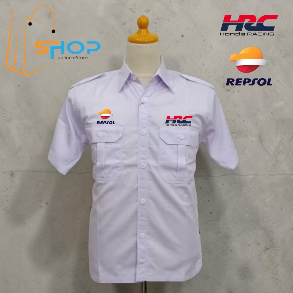 kemeja Honda HRC repsol•Baju honda repsol cewe cowo model kantong dua full bodir