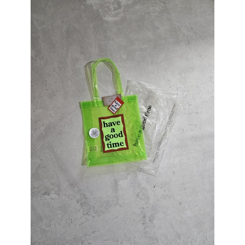 tote bag hagt clear hijau bnwt + plastik