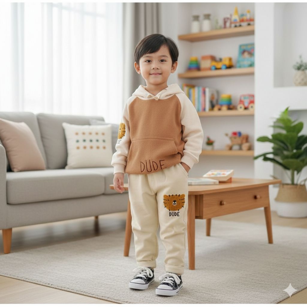 SETELAN HOODIE ANAK LAKI LAKI DAN PEREMPUAN USIA 1-5 THN MOTIF DUDE CAT/ SETELAN BAJU HARIAN ANAK/ P