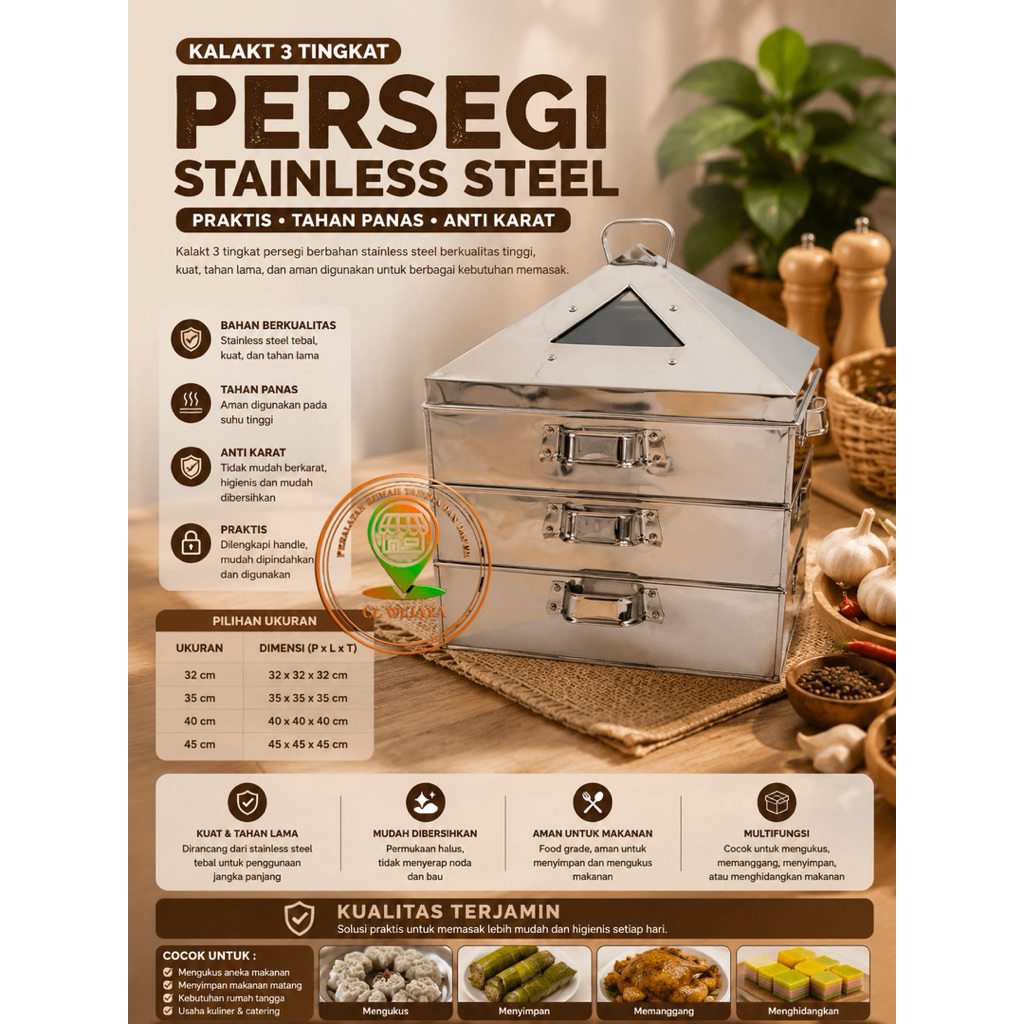 Klakat susun jumbo 45cm 2/susun bahan stainless steel / dandang dimsum / dandang siomay