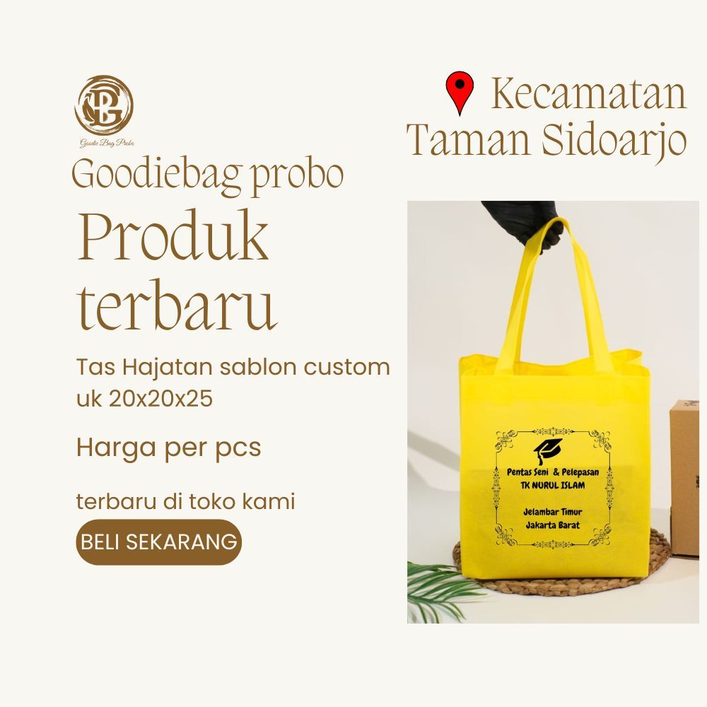 goodiebag custom sablon UK 20x20x25/tas hajatan model box plus sablon/tas sepundbon sablon