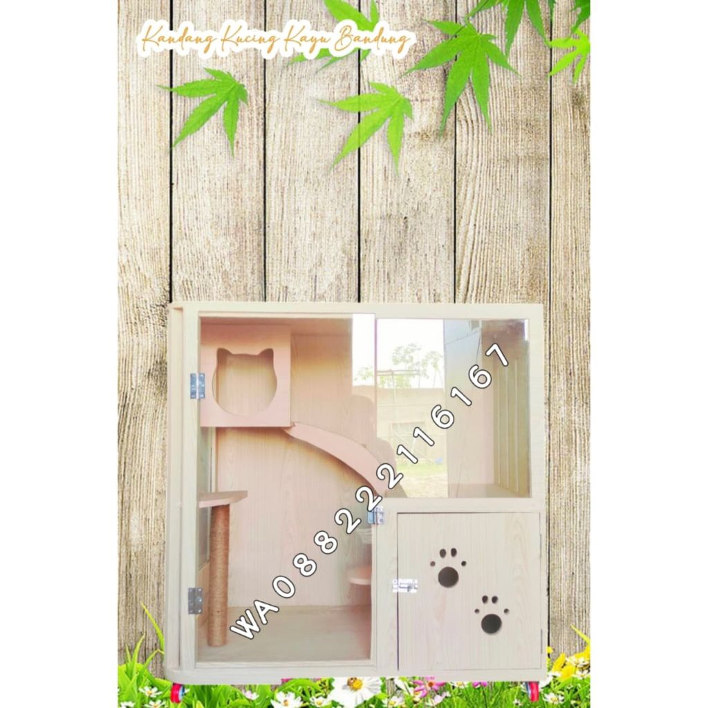 Kandang kucing kayu Cat Aquarium Kaca Aesthetic