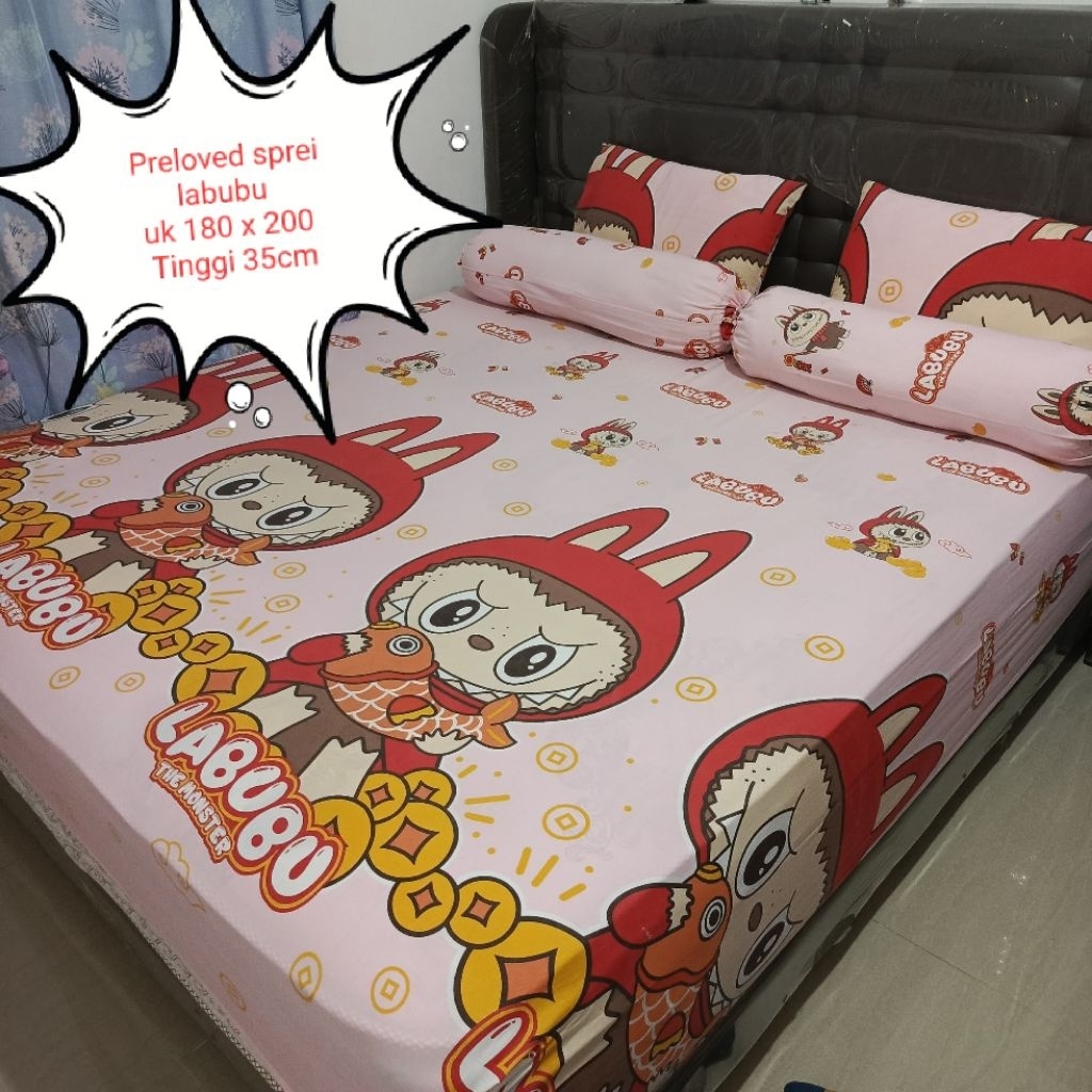 Preloved sprei katun jepang premium 180 x 200 tinggi 35cm