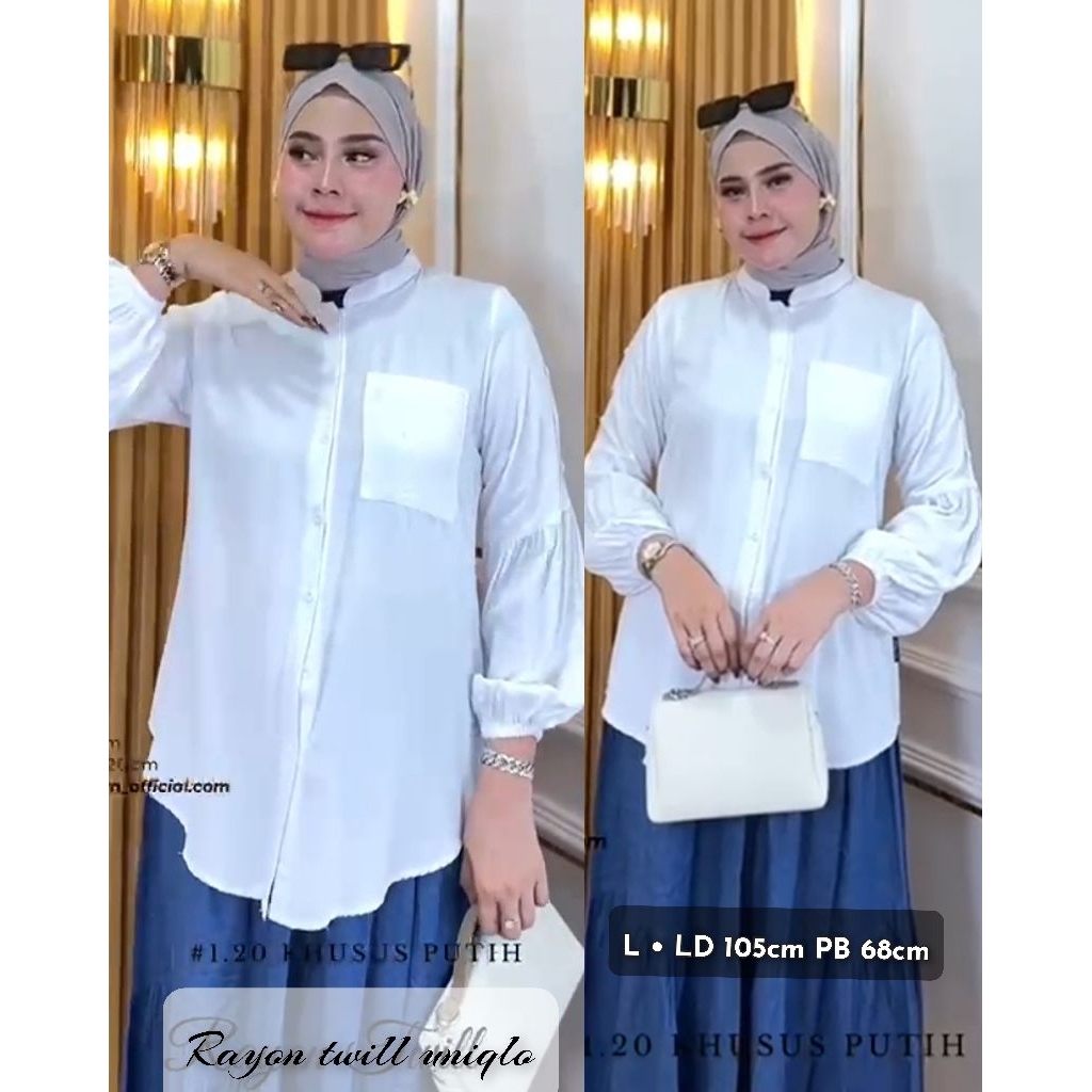 Best seller OOTD atasan Blouse top Khusus putih | Blouse casual elegan lengan panjang | Baju Cewek |