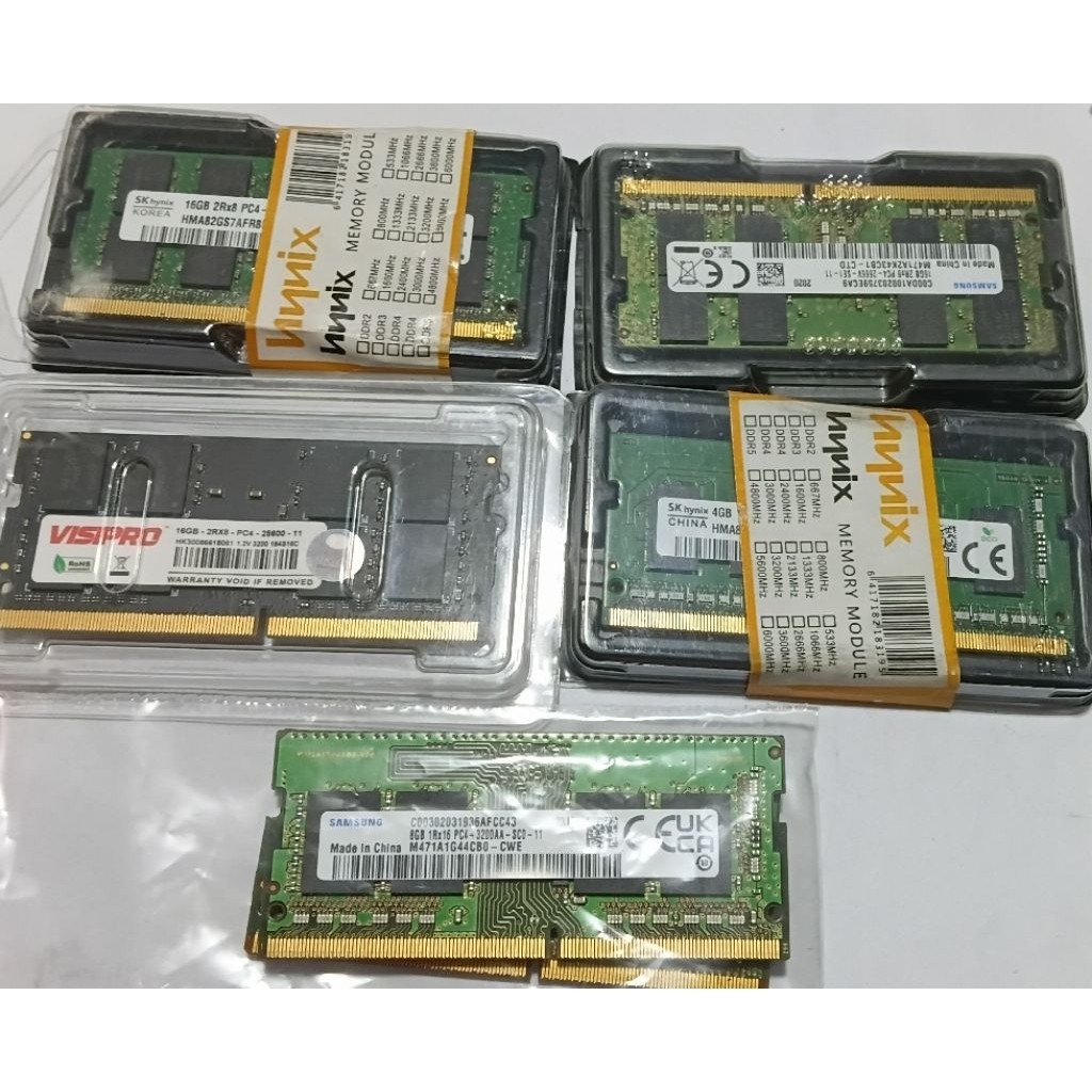 Ram Laptop. Sodimm. 4GB-8GB-16GB. Samsung-SkHynix-Hynix-Visipro-Micron. DDR4-PC4. 2133-2400-2666-320