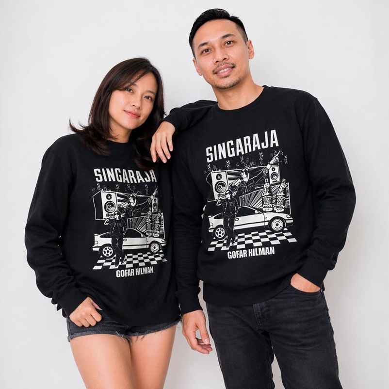 Sweater Singaraja Gofar Hilman Crewneck Sweatshirt Bahan Cotton Fleece | Unisex Casual Crewneck | Re