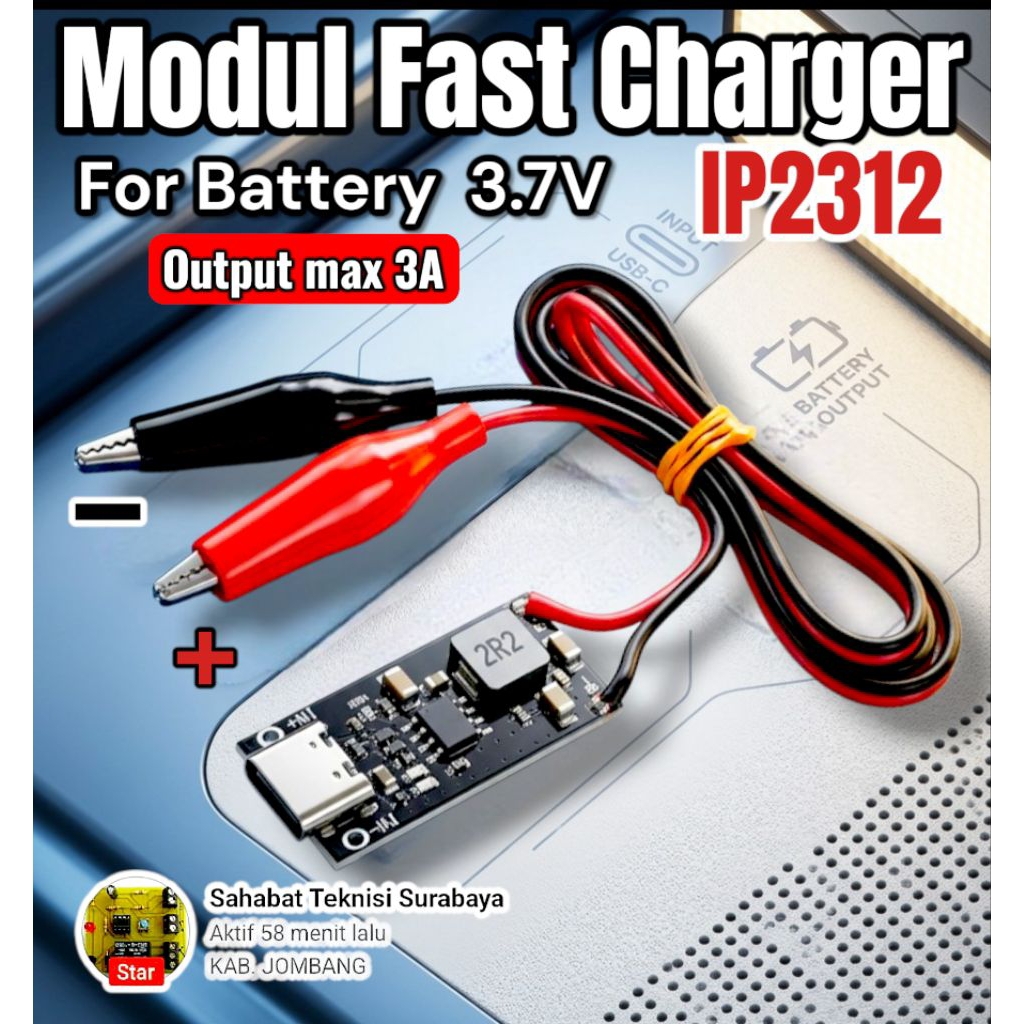 modul IP2312 Modul fast charger baterai + Capit buaya 3A