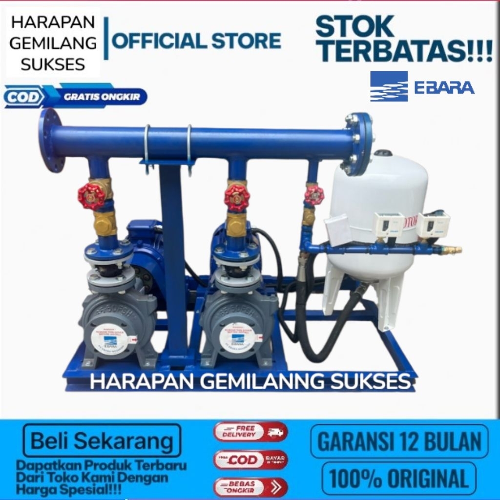 Pompa Booster Ebara 50x40 FSHA 5.5kw 7.5hp 3phase 380volt 2 Unit Pompa Ebara 50X40 FSHA Dinamo 5.5Kw