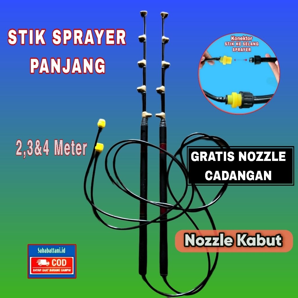 STIK SPRAYER PANJANG 2.5 & 3METER 5 MATA NOZZLE KABUT STIK PERTANIAN SEMPROT HAMA
