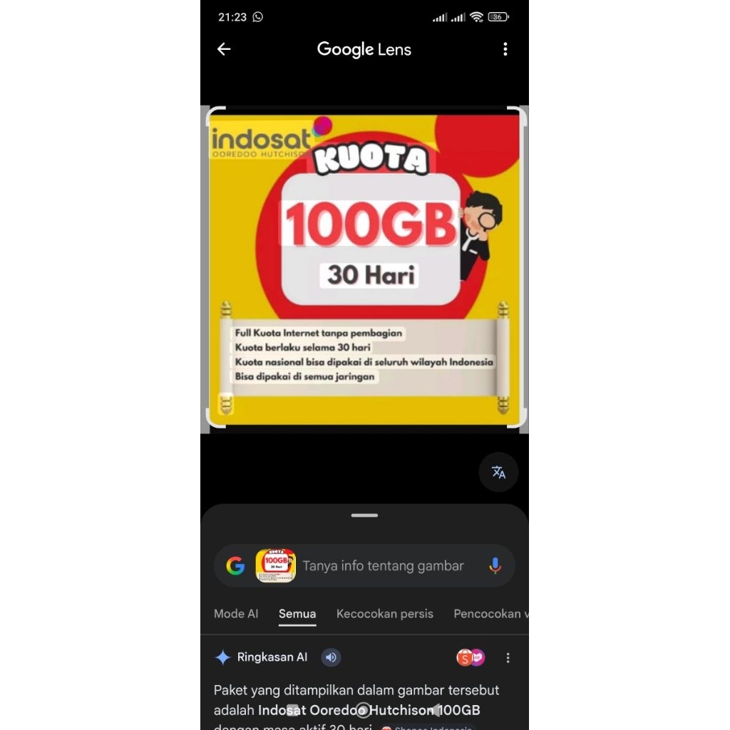 Isat/Indosat/im3 100 gb