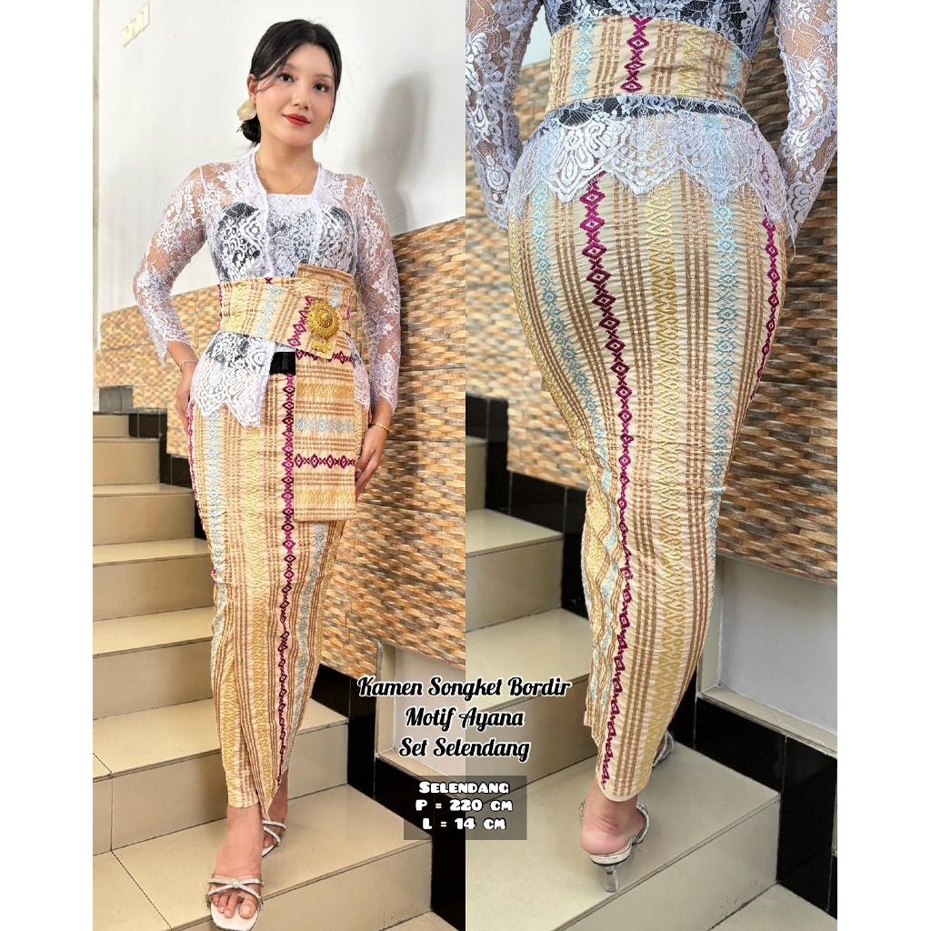 rok Bali Kamen jadi katun songket bordir Endek strait