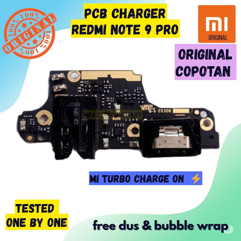 Papan Cas Redmi Note 9 Pro ORI Cabutan PCB Charger Xiaomi Redmi Note 9pro copotan Original board Kon