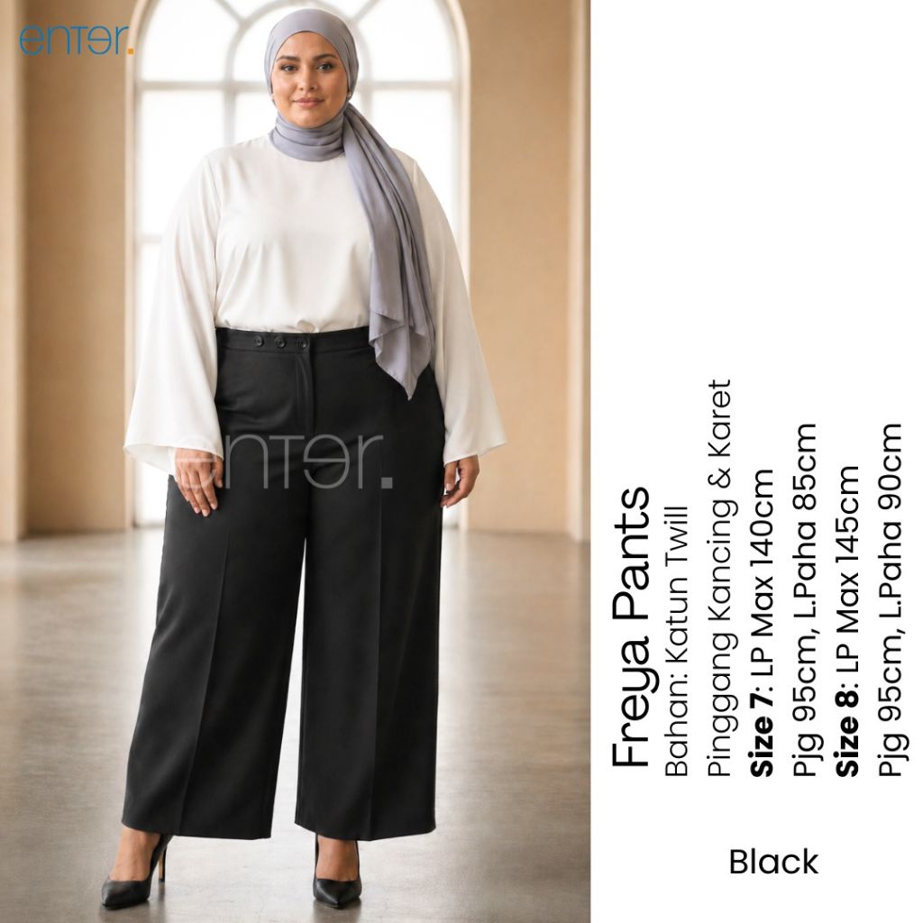 Freya Pants Celana Kulot Jumbo Wanita Katun Twill Premium Size 7L dan 8L