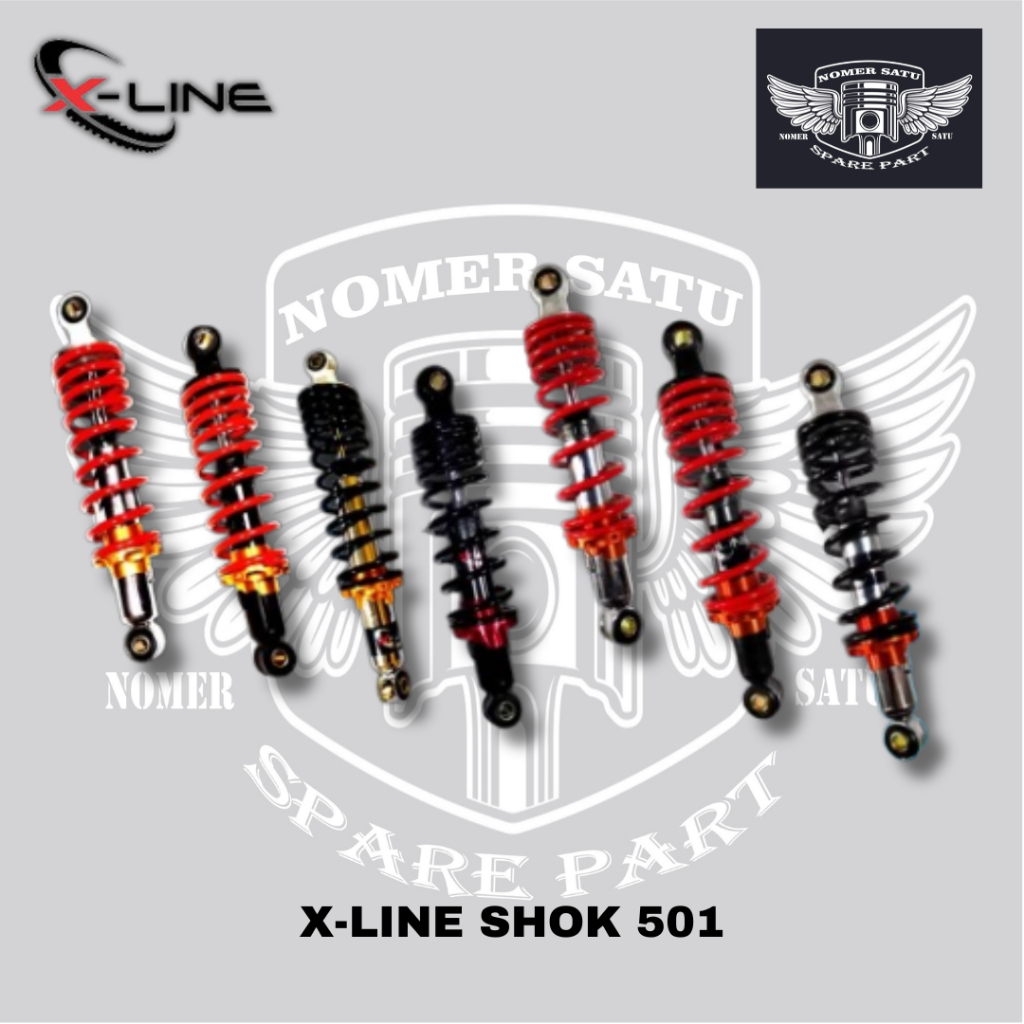 X-LINE SHOCK SHOK SHOCKBREAKER BELAKANG TIPE 501 UKURAN 280L 320L 340L MOTOR BEBEK RX KING ORIGINAL
