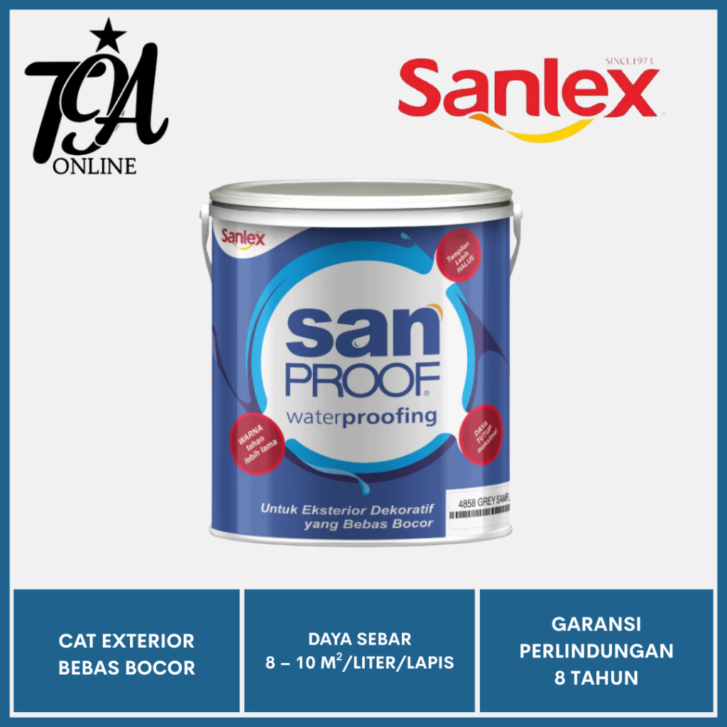 Sanlex Sanproof Cat Waterproofing Anti Bocor 20kg Tembok Atap Beton – Pelapis Anti Rembes Elastis Ta
